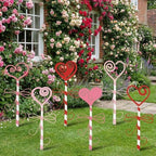 6 Pcs 14.6" Valentine's Day Metal Yard Stakes Large Metal Heart Garden Stakes Red Pink Planter Sign for Valentines Day Flower Pot Porch Patio Walkway Lawn Outdoor Decoration by Otoolling