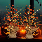Ganeen 2 Pcs LED Fall Tree 18 Inch Tabletop Pumpkin Berry Decor - Image 5