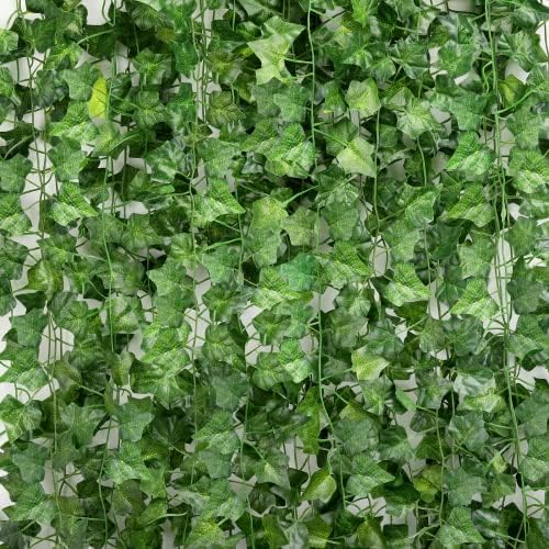 Tecbeauty 72pcs Vines Garland - 496 Feet Artificial Leaves Fence Privacy Screen Green Fake Vines for Room Decor - Greenery Garland for Wall Decorations by Tecbeauty