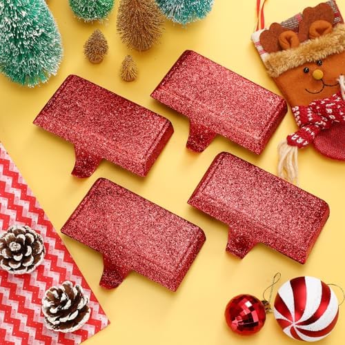 Huwena Metal Christmas Stocking Holders Shiny, Stylish, Red, 6 Pcs - Image 5