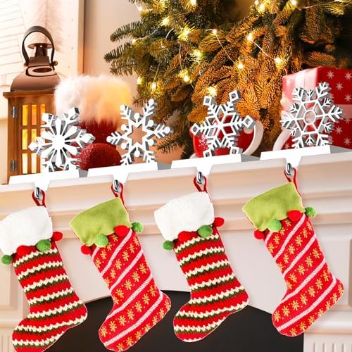 Christmas Stocking Holders for Mantle Weighted Metal Stocking Hangers Hooks for Fireplace Christmas Decorations (Set of 4) - Image 6