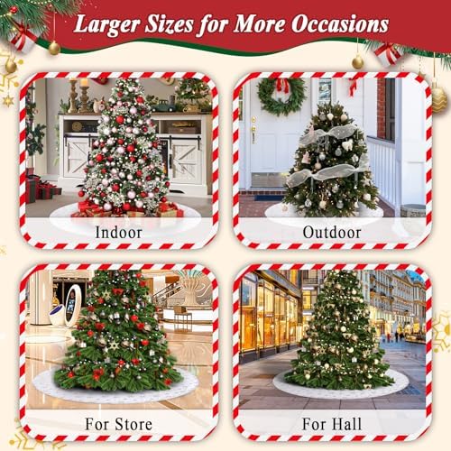 72 Inches Christmas Tree Skirt for Xmas Tree Holiday Party Decorations White Plush Gold Sequin Snowflake - Image 6