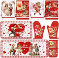 VitalCozy Set of 10 Valentines Kitchen Decor Vintage Kitchen Towels and Rugs Oven Mitts and Pot Holders Absorbent Tea Hand Towels for Accessories Gift by VitalCozy