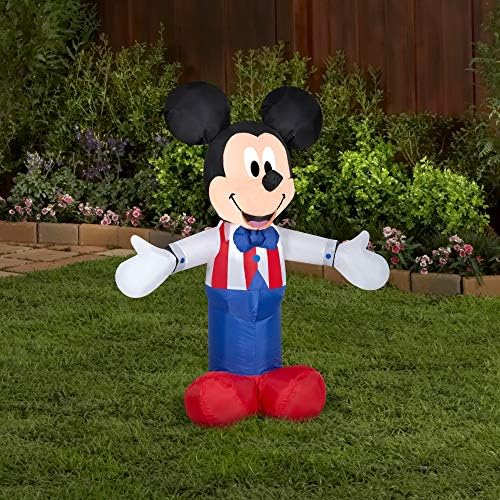 Gemmy 3.5 FT Patriotic Mickey Mouse Inflatable with American Flag – Lighted Airblown Disney 4th of July Blow Up Outdoor Yard Decoration by GemmyIndustries