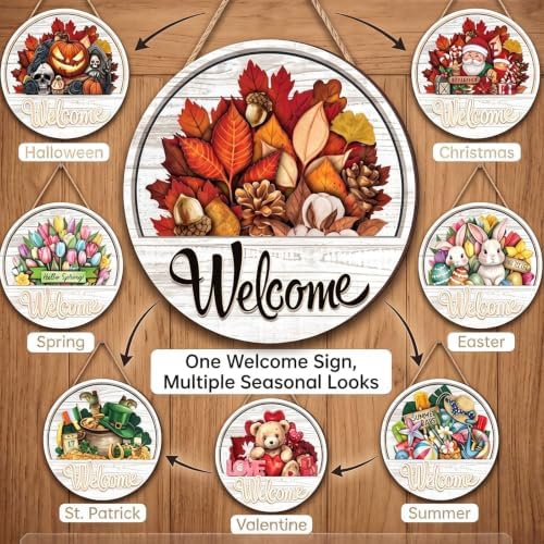 16 Pcs Interchangeable Welcome Sign, Magnetic Icon Replacement in Seconds for Spring, Summer, Fall, Winter & Various Holidays, Thoughtful Gift for Family, Friends & New Homeowners - Image 6