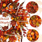 24 inch Berry Branches Fall Wreath for Front Door with Colorful Leaves - Image 3