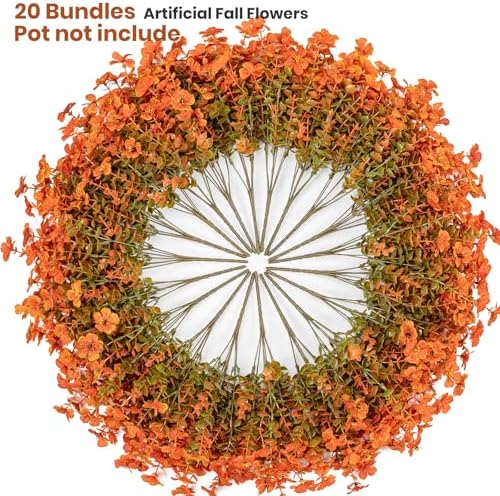20 Bundles Artificial Fall Flowers for Outdoor, Fake Plants Autumn Decor - Image 4