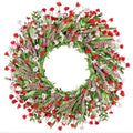 26" Floral Wreath, Artificial Spring Wreaths for Front Door, with Wildflower Portulaca Flowers,Indoor Outdoor Porch Window Wall Home Decor for Valentine’s Day Easter, Summer & Wedding Red Pink by Zmtyykh