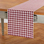 Solino Home 100% Pure Linen Dining Table Runner Burgundy Check, 14 x 120 in - Image 2