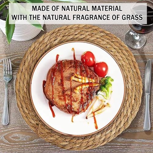 Handmade Heat Resistant 13.8" Round Woven Placemats Set of 12, Wicker Boho No Chemical Natural Water Hyacinth Place Mats, Farmhouse Table Mats for Kitchen Dining Table,Home Decorations,Wedding - Image 5
