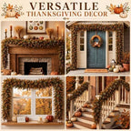 XunYee 6 ft Fall Garland Artificial Boxwood Leaves Fall Garland for Mantle - Image 6
