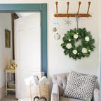 20" Artificial Wreath for Front Door White Camellia Wreath Greenery for Easter Spring Housewarming Wedding Farmhouse Mantel Door Decoration - Image 3