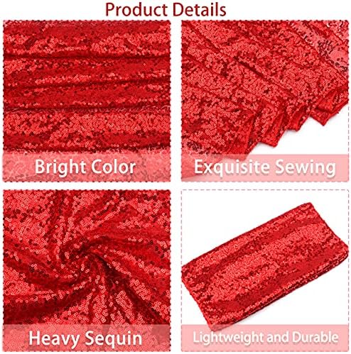 12 Packs 12 X 72 Inch Red Sequin Table Runner Glitter Dining Table Runner for Birthday Wedding Engagement Bridal Baby Shower Bachelorette Holiday Celebration Party Supplies Decorations (Red) - Image 4