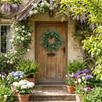 24 Inch Eucalyptus Wreath for Front Door, Large Artificial Greenery Wreaths with Olive Leaves and Berries, Farmhouse Spring Summer Decor for Porch, Wall, Window, All Season - Image 3