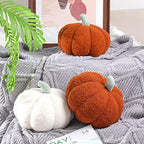 Kajaia 2 Pcs 3D Pumpkin Pillow Fall Decor Cushions,White, Brown - Image 3