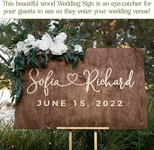 Personalized Wedding Welcome Sign | Custom Wood Sign for Wedding | 2 Optional Shapes, 4 Optional Sizes, 5 Wooden Colors - Wedding Plaque for Welcome Sign, Rustic Wedding Decor - D2 - Image 7
