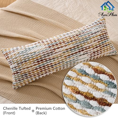 AmHoo Boho Chenille Pillow Cover Decorative Tufted Pillowcase for Couch Bed Sofa Bedroom Living Room Modern 14 x 36-Inch Brown - Image 3
