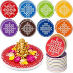16 Pcs Indian Return Gifts Mini Kolam Ceramic Round Pooja Stand, Multicolor by Unknown