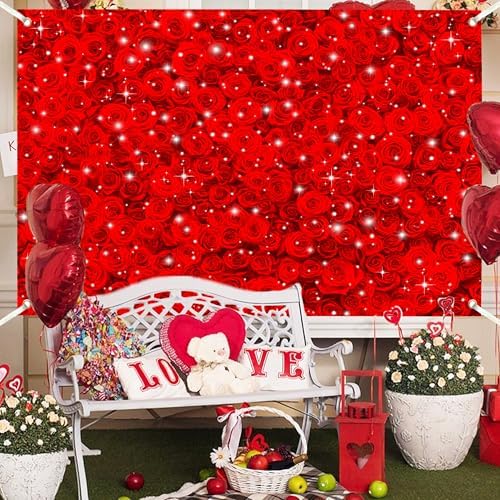 Valentine's Day Red Rose Flower Wall Backdrops 20x10 FT Wedding Bridal Shower Party Decorations Girls Birthday Backdrop Cake Table Tea Party Photoshoot Decorations Photo Studio Props - Image 2