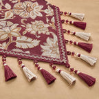 Loom and Mill Vintage Jacquard Damask Table Runner 13x108 inch, Burgundy - Image 6