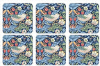 Pimpernel Morris & Co Strawberry Thief Blue Coasters, Set of 6 - Heat & Stain Resistant, Cork Back Drink Mats Featuring Classic Birds & Botanical Design - Minimal Tableware for Hosting (Pack of 2) - Image 5