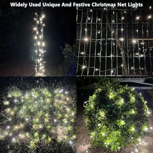 HISHINY Christmas Lights Outdoor Decorations for Bushes,LED Connectable Bush Christmas Lights Outdoor Yard Mesh Shrub Net Light for Party, Holiday, Wedding, Tree,Bushes (Cool White) - Image 2