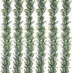 DearHouse 6 Pack Faux Eucalyptus Garland Plant, Artificial Vines Hanging Eucalyptus Leaves Greenery Garland for Wedding Backdrop Arch Wall Decor, 5.9 Feet/pcs UV Protected Indoor Outdoor by DearHouse