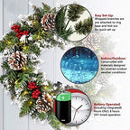 Christmas Wreath for Front Door, Pre-lit Christmas Winter Home Adornment Wreath with 50 Lights and Mixed Decorations for Front Door Indoor Window Wall Décor (18 inch - Battery Not Included) - Image 3