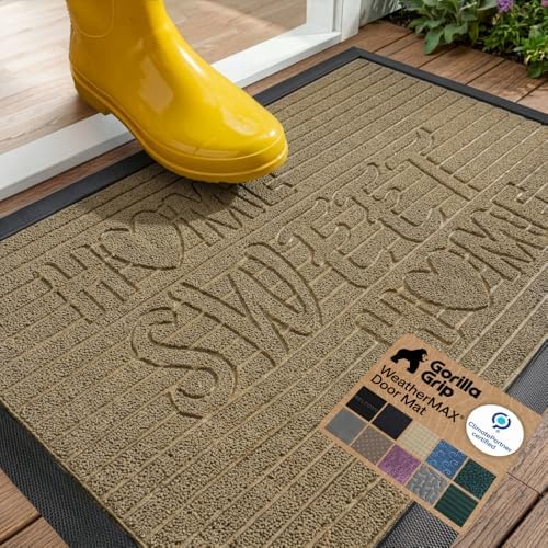 GORILLA GRIP WeatherMAX Door Mat, Indoor Outdoor, 29x17, Home Sweet Home by GorillaGrip