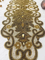 Enliven Handmade Beaded Table Runner, 13x36 Inches Lightweight Decorative Table Runner, Perfect for Dining/Wedding/Party/Everyday Use & Easy to Clean, Elegant Beaded Runner - Image 3