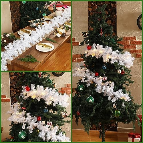 Hotop 9 ft Faux Spruce Artificial Christmas Garland, 2 Pcs, White - Image 3
