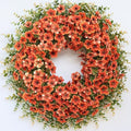 26" Large Artificial Silk Flower Eucalyptus Wreath for Outdoor(Fall Orange) by GLIDLION