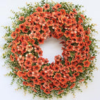 26" Large Artificial Silk Flower Eucalyptus Wreath for Outdoor(Fall Orange) by GLIDLION