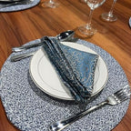 WAZAIGUR Round Placemats Set of 6 Thick Cotton Rope, 13inch, Blue and White - Image 3