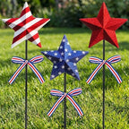 Amyhill 3 Pcs 4th of July Outdoor Decor Patriotic Star Metal Garden Stakes Memorial Day Welcome Yard Signs Red White Blue Decorations Garden Stakes for 250th Anniversary Patio Lawn Walkway Outside - Image 5