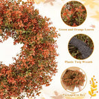 SHACOS 20 Inch Artificial Boxwood Fall Wreath for Front Door - Image 3