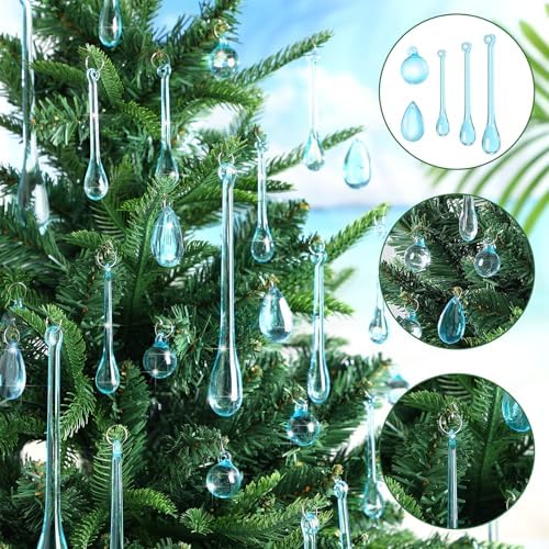 Vercraft 100 Pcs Christmas Tree Acrylic Hanging Ornaments, Blue - Image 3