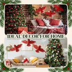 Pinkunn 3 Pcs Christmas Cardinal Ornaments, Red Wicker Bird Decorations - Image 4