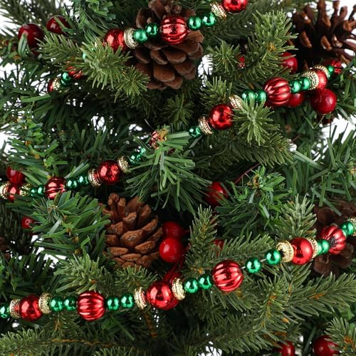 Geosar 12 Pcs Bead Garland for Christmas Tree 9 Feet Red and Green - Image 3