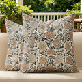 Allorry Outdoor Waterproof Pillow Covers 16x16 Brown Floral Outdoor Decor by Allorry