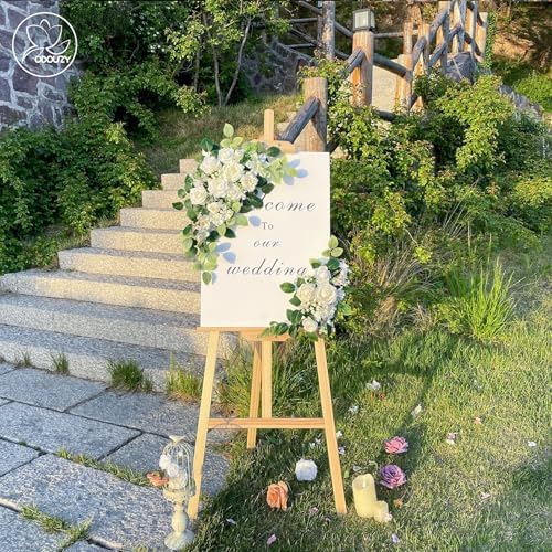Odouzy Pack of 2 Wedding Arch, Artificial Flowers, Wedding Decor，Flower Garland Be Suited to Banquet, Party, Reception Entrance Welcome Sign and Background Decoration (White) - Image 6