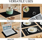 Softalker Faux Linen Cloth Placemats Set of 12-12 x 18 Inch, Black - Image 5