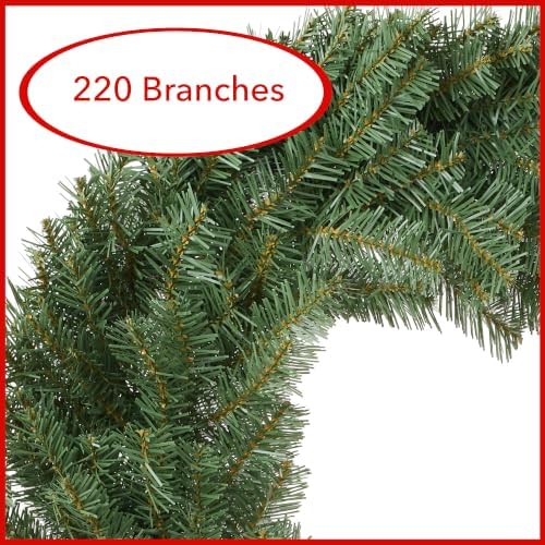 Casafield 30" Fir Artificial Christmas Wreath Holiday Décor, 220 PVC Tips for Front Door, Window, or Mantel - Image 2