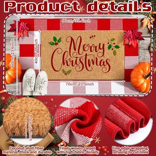 Moucuny 2 Christmas Outdoor Mat, Non Slip - Image 3