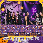 Funnymoom 218 Pcs Happy Halloween Party Decorations Purple Plates Serves 24 - Image 6