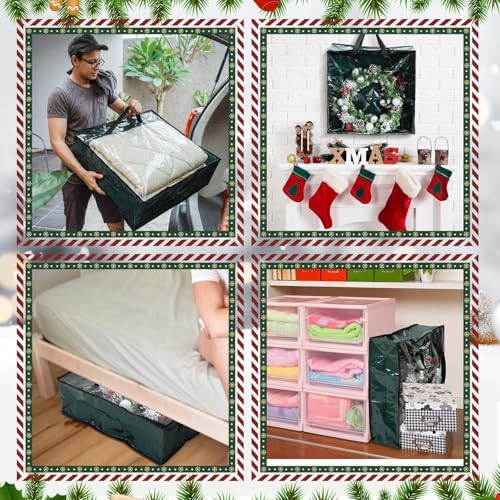6 Pcs Christmas Wreath Storage Container 26 x 26 x 8.7 Inch Bags, Green - Image 6
