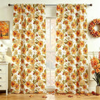 youleyar Fall Curtains for Living Room, 96 Inch Length Rod Pocket Printed Pattern Fall Curtian Panels, Autumn Orange Floral Window Drapes for Bedroom Dining Room Drapes, 52" W x 96" L by Youleyar