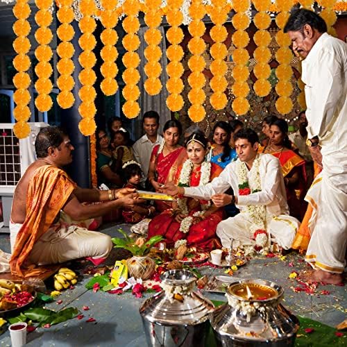 Giegxin 15 Pack 5ft Marigold Garland for Decor, Light Orange - Image 6