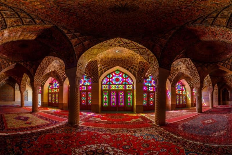 Leowefowa 10x8ft Vinyl Vintage Moroccan Backdrop Medieval Pink Palace Backdrop Mosque Great Hall Column Arch Background Moroccan Tapestry Arabian Wedding Birthday Party Decorations Photo Booth Props by Leowefowa