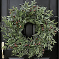 Olive Wreath 26 Inch Wreaths for Front Door with Purely Handmade Realistic Dense Olive Leaf Olive Berry, Elegant Home Decor Wreath Ideal for Front Door, Hallways, Any Area You Want to Brighten by ChristmasWreath